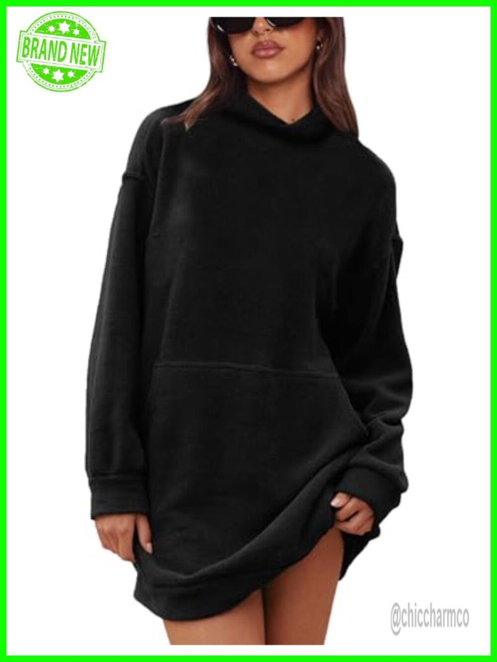 Women's Chenille Pullover Sweater with Pockets - Turtleneck Cozy Long Sleeve
